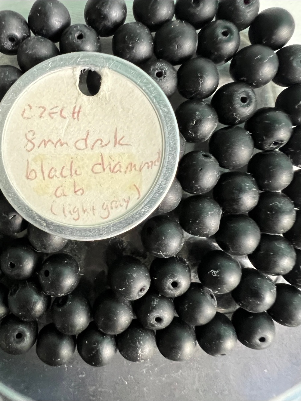 Vintage Beads Black Czech Druk 8mm - Picture 2 of 3